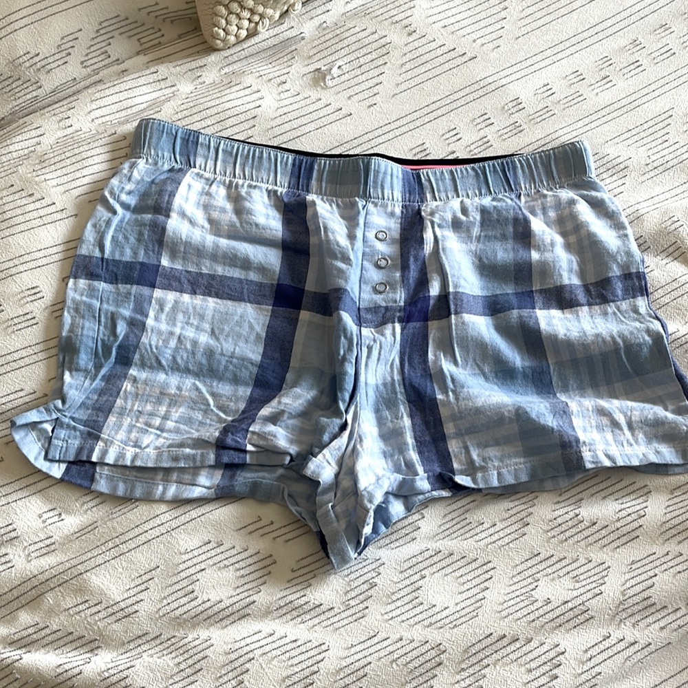 Blue flannel pj shorts